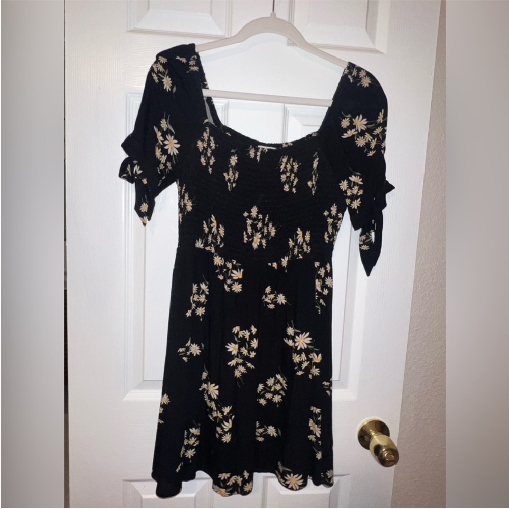 Aerie Black and White Floral Mini Dress